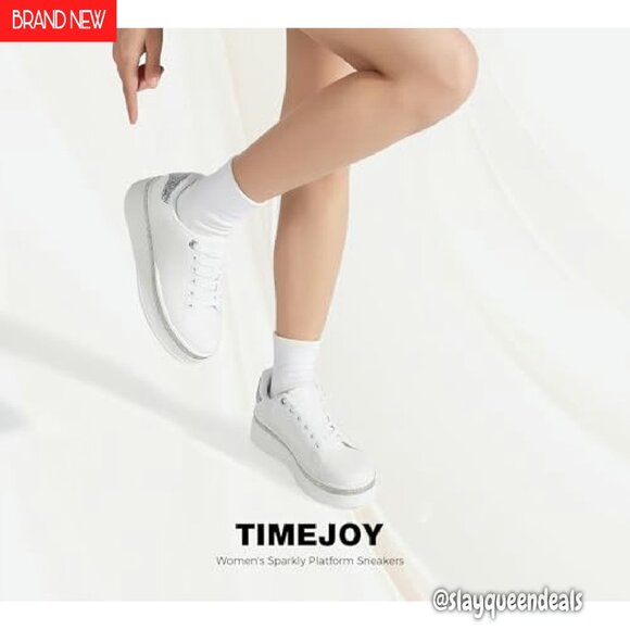 Women's Platform Sneakers with Glitter Accents, 2-Inch Thick Sole - Picture 3 of 8